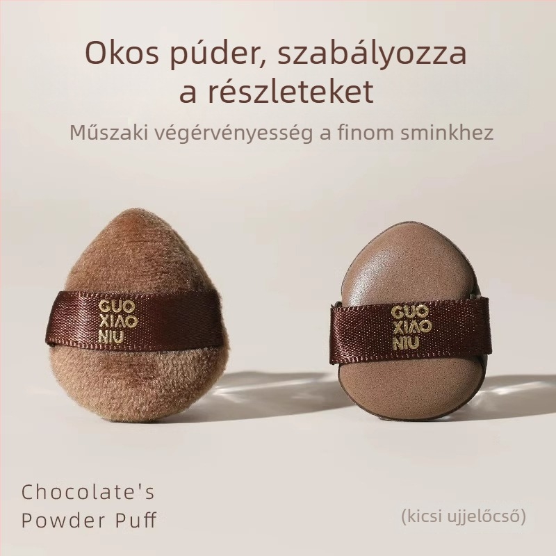 Guo xiaoniu púder szivacs – kettős használat nedves/száraz, természetes szivacs, 6 db, formák: háromszög, csepp, tök alak