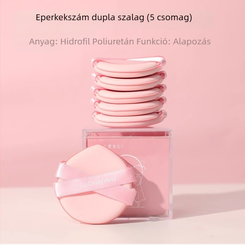 Guo xiaoniu púder szivacs – kettős használat nedves/száraz, természetes szivacs, 6 db, formák: háromszög, csepp, tök alak