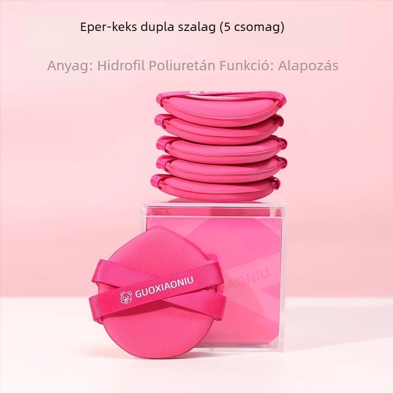 Guo xiaoniu púder szivacs – kettős használat nedves/száraz, természetes szivacs, 6 db, formák: háromszög, csepp, tök alak