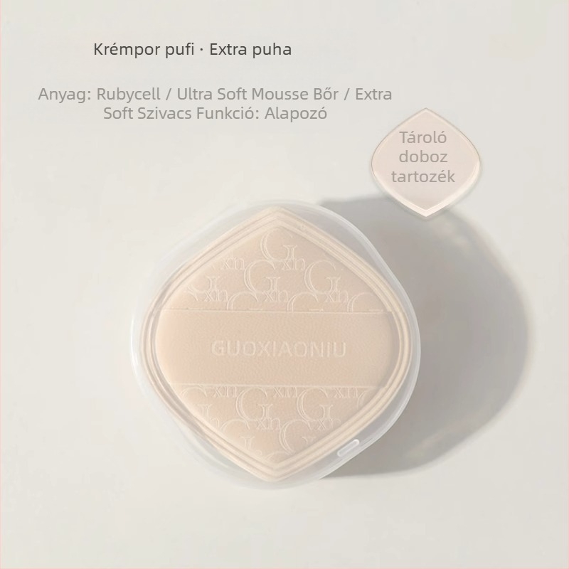 Guo xiaoniu púder szivacs – kettős használat nedves/száraz, természetes szivacs, 6 db, formák: háromszög, csepp, tök alak