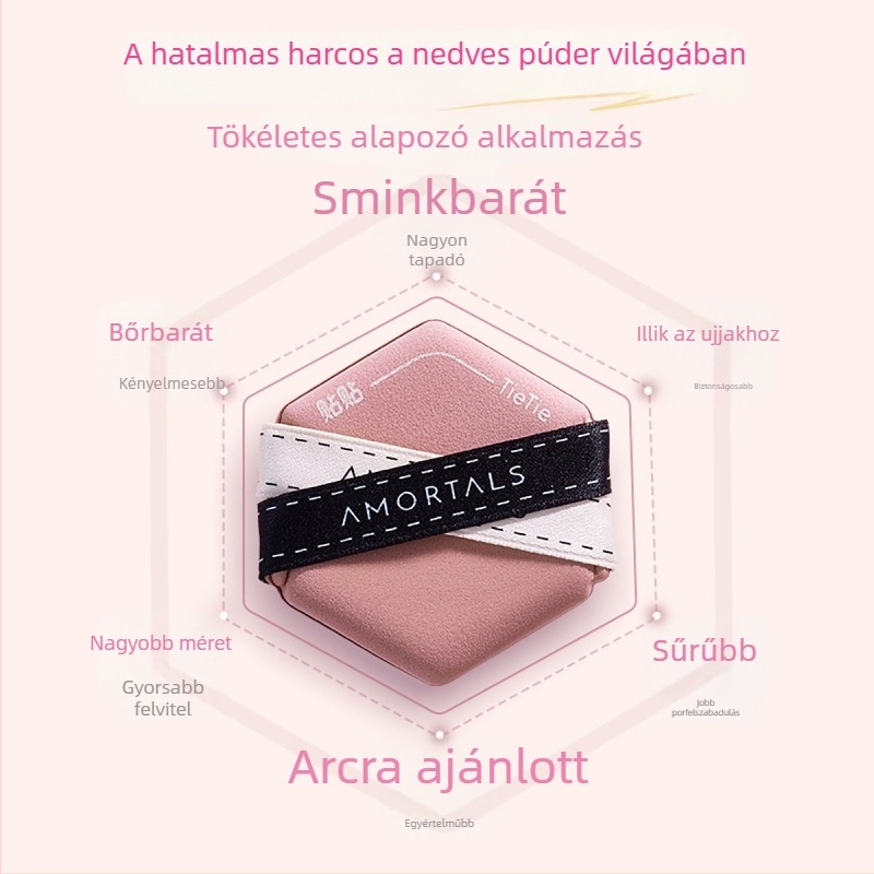 Púdver puff készlet - rendkívül puha hidrofil poliuretán szivacs, száraz/nedves használat, alapozóhoz és sminkhez, szabálytalan alak, 3 db