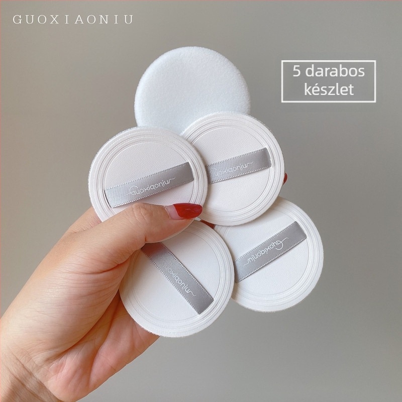 5 darabos púder puff helyettesítő készlet, kerek, ultra vékony, bőr flockolt felülettel