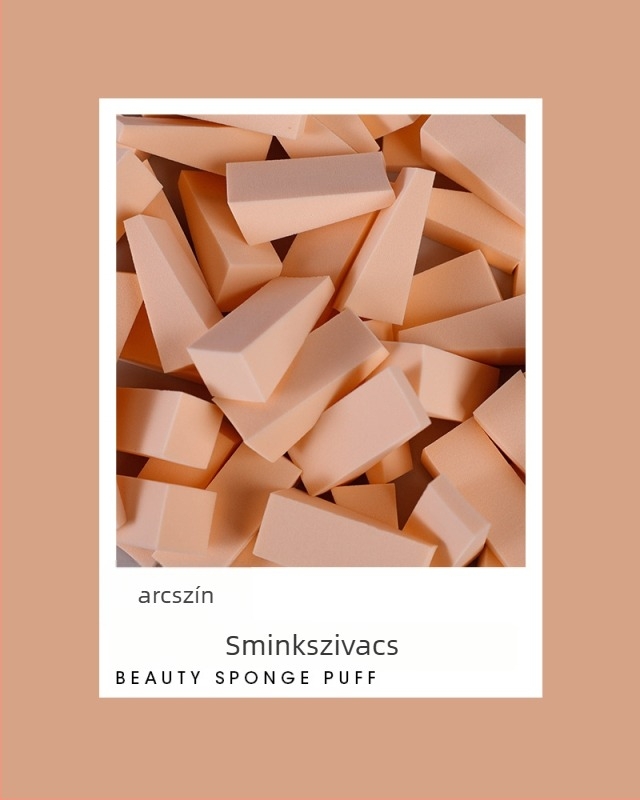 Száraz puff háromszög alakú sminkszivacs — hidrofil, latexmentes, OEM, 100 darabos csomag
