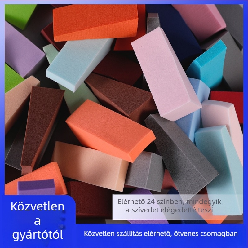 Száraz puff háromszög alakú sminkszivacs — hidrofil, latexmentes, OEM, 100 darabos csomag