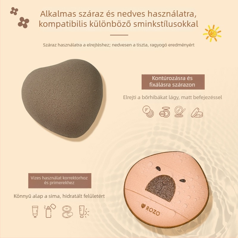ROZO mini csepp alakú púder szivacs nedves és száraz felhasználásra, hidrofil poliuretánból, 5 darabos készlet