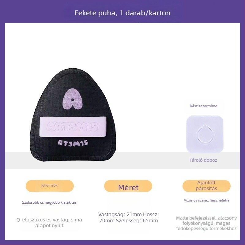 Kétoldalas bolyhos púderpúder szivacs, csepp- és barack alakú, poliuretán, 1 db