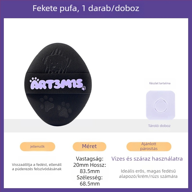 Kétoldalas bolyhos púderpúder szivacs, csepp- és barack alakú, poliuretán, 1 db