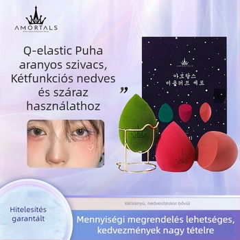 Olivaalakú természetes szivacsos sminkpuff, 3 darabos készlet, nedves és száraz púder felviteléhez