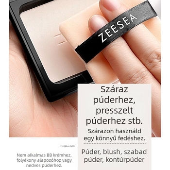 Zeesea Kétszínű flockolt púderpúder-szivacs, 2 db, 100% pamut, ideális laza púderhez és kontúrozáshoz