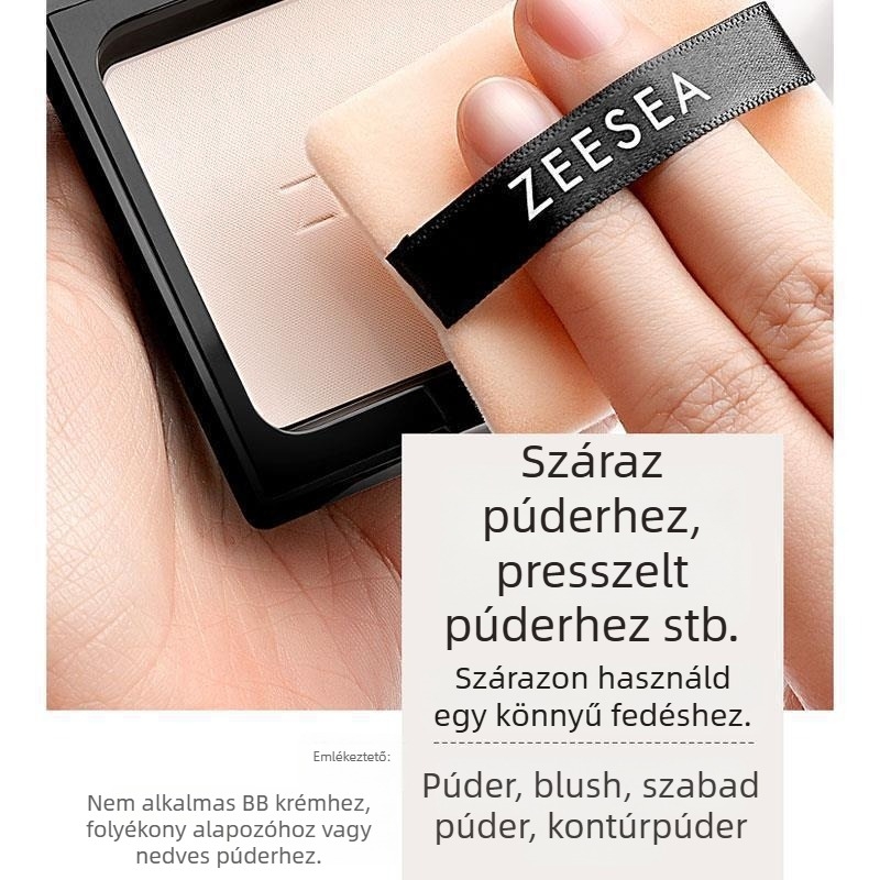 Zeesea Kétszínű flockolt púderpúder-szivacs, 2 db, 100% pamut, ideális laza púderhez és kontúrozáshoz