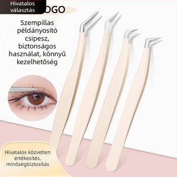 Műszempilla csipesz hamis szempillákhoz, nagy pontossággal, rozsdamentes acélból, Six Six Beauty, általános használatra