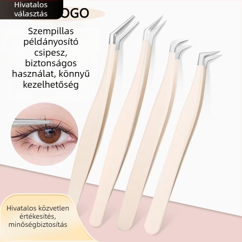 Műszempilla csipesz hamis szempillákhoz, nagy pontossággal, rozsdamentes acélból, Six Six Beauty, általános használatra