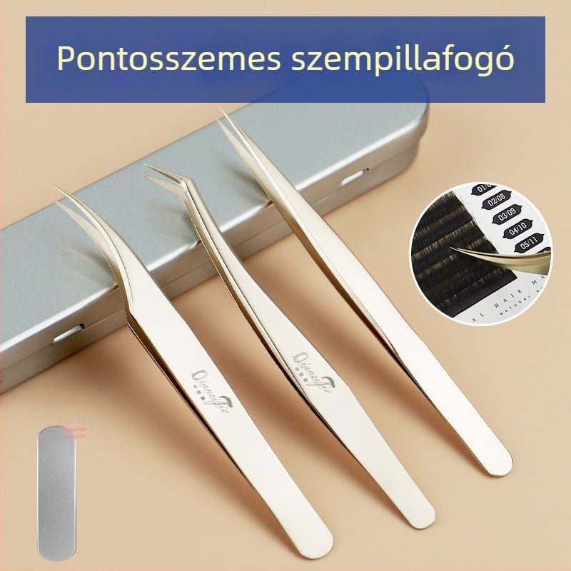 Nagy pontosságú rozsdamentes acél szempilla csipesz készlet, szegmentált kialakítás, nem elektromos, 1 db, három stílus, Dolphin Straight Clip