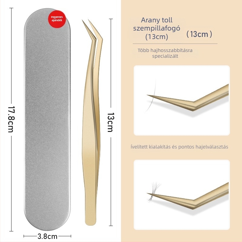 Nagy pontosságú rozsdamentes acél szempilla csipesz készlet, szegmentált kialakítás, nem elektromos, 1 db, három stílus, Dolphin Straight Clip