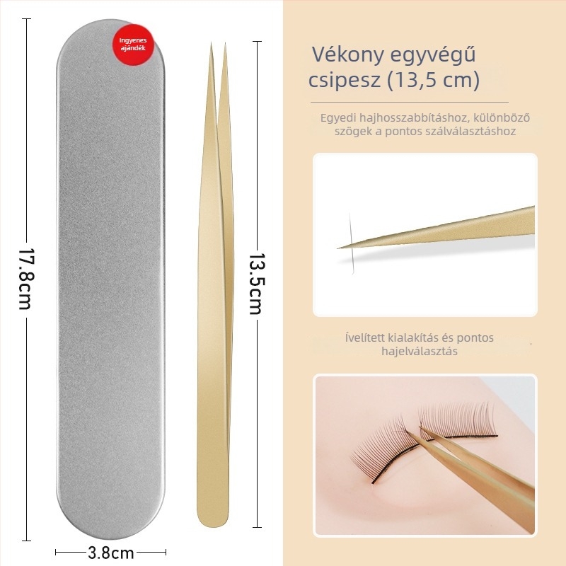 Nagy pontosságú rozsdamentes acél szempilla csipesz készlet, szegmentált kialakítás, nem elektromos, 1 db, három stílus, Dolphin Straight Clip