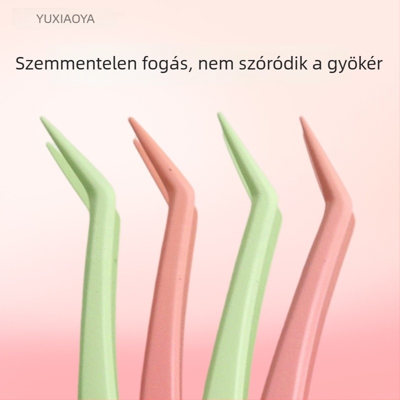 Fish Xiaoya tapadásmentes műszempilla csipesz, lapos fejű az alsó szempillákhoz – ragasztó nélkül, arany tollas klipsz