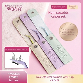 Kezdőknek szánt szempilla csipesz nano bevonattal és tapadásmentes felülettel — rozsdamentes acélból