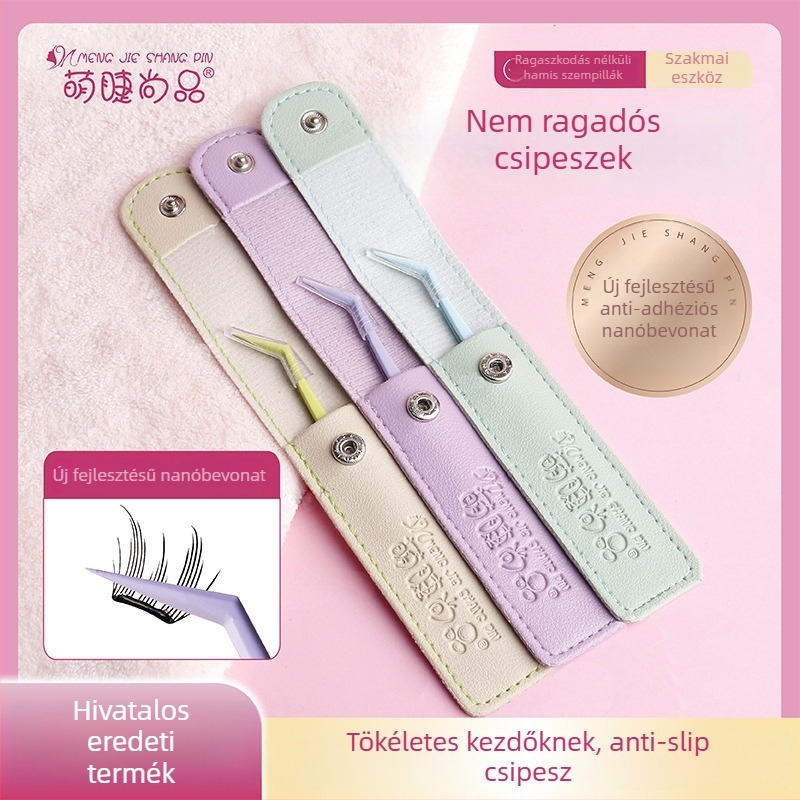 Kezdőknek szánt szempilla csipesz nano bevonattal és tapadásmentes felülettel — rozsdamentes acélból