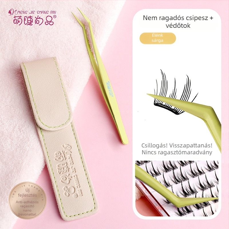 Kezdőknek szánt szempilla csipesz nano bevonattal és tapadásmentes felülettel — rozsdamentes acélból