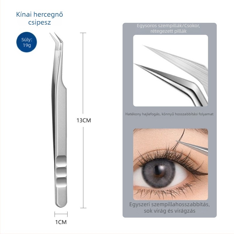 Szempilla hosszabbítás csipesz - rozsdamentes acél, Jin Tenghui, görbítő eszköz szempillákhoz