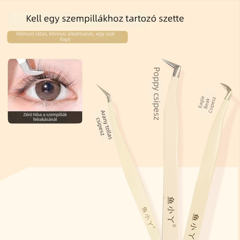Szempilla csipesz és göndörítő kezdőknek — rozsdamentes acél, márka Little Fish, általános használat