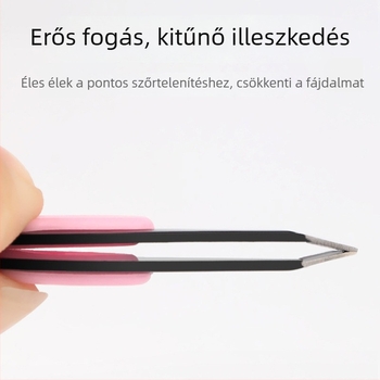 Rozsdamentes acélból készült háromlyukú ferde szemöldökcsipesz, szempillákhoz, kettős szemhéj formázásához, szemöldök nyíráshoz