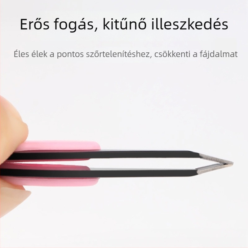 Rozsdamentes acélból készült háromlyukú ferde szemöldökcsipesz, szempillákhoz, kettős szemhéj formázásához, szemöldök nyíráshoz