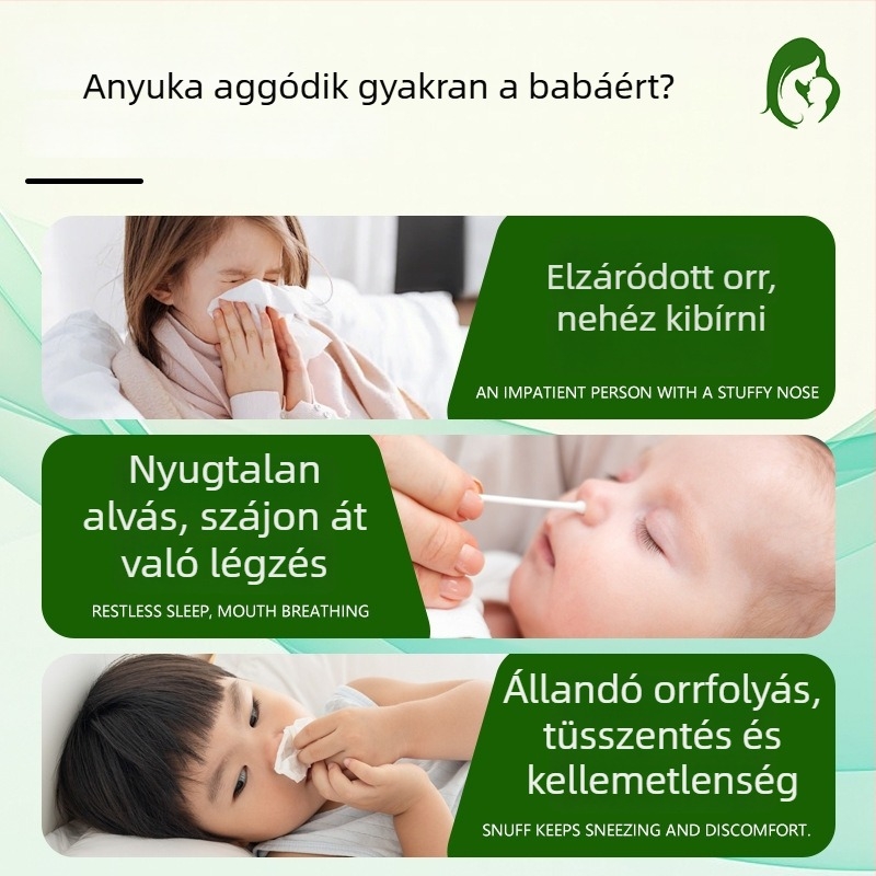 Gyerekek orrát segítő orrapasz növényi kivonatokkal, gyógynövény illattal, általános orrápolási felhasználáshoz