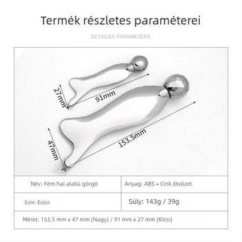 Cinkötvözetből készült hableány alakú arcmasszázs tábla 3D görgővel a liftingért és a feszesítésért; görgő típusú masszírozó eszköz; anyag: cinkötvözet