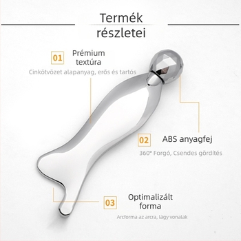 Cinkötvözetből készült hableány alakú arcmasszázs tábla 3D görgővel a liftingért és a feszesítésért; görgő típusú masszírozó eszköz; anyag: cinkötvözet