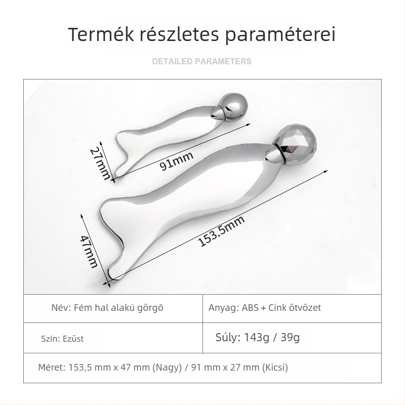 Cinkötvözetből készült hableány alakú arcmasszázs tábla 3D görgővel a liftingért és a feszesítésért; görgő típusú masszírozó eszköz; anyag: cinkötvözet