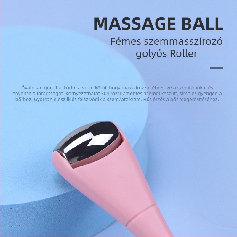 Szemkörnyék masszírozó kettős fejjel, kézi működtetés, fém görgő és ABS fogantyúval, 1 sebesség, otthoni használatra