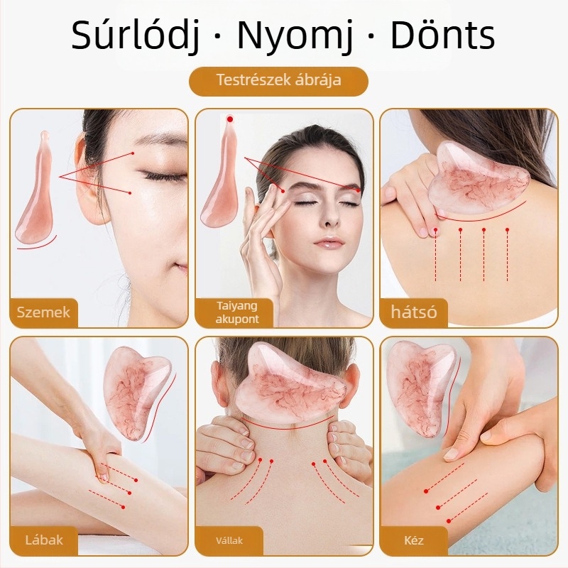 Természetes gyanta gua sha masszázs tábla – arc- és szemkörnyéki masszázs, V-arc emelés, 140 g