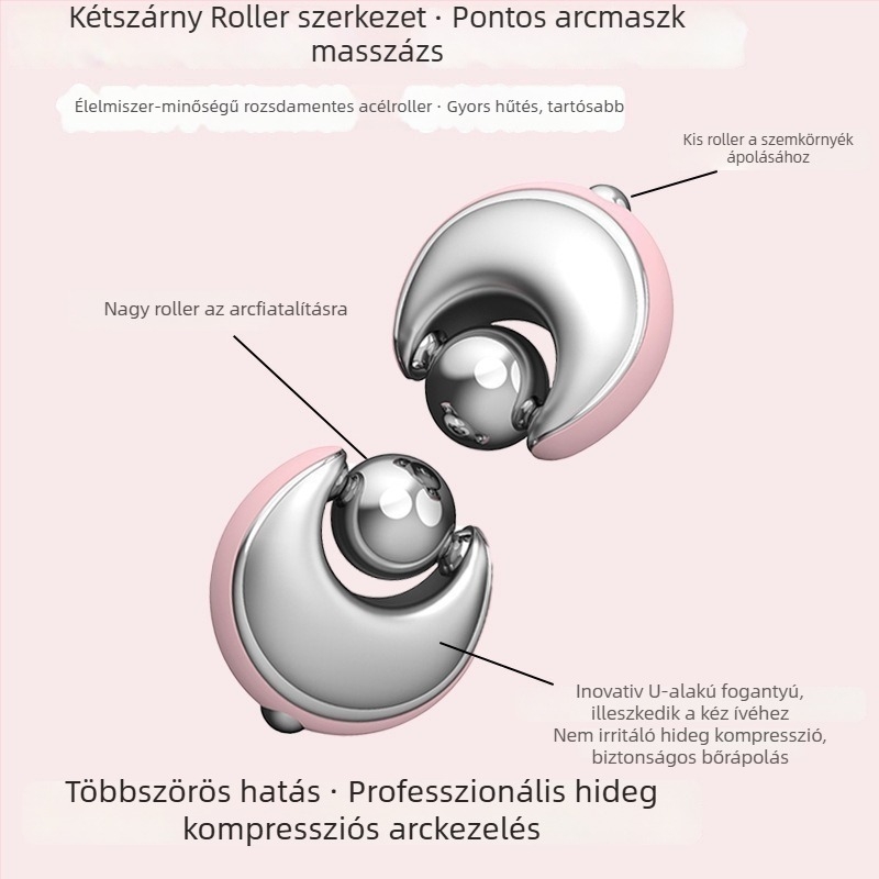 Rozsdamentes acélból készült görgős masszírozó hideg kompresszióhoz bőrápoláshoz, 1 sebesség, otthoni használatra