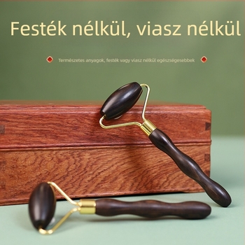 Fa arcroller – manuális masszírozó az arcnak, bőr feszesítése; anyag: tömörfa; elektromosság nélkül