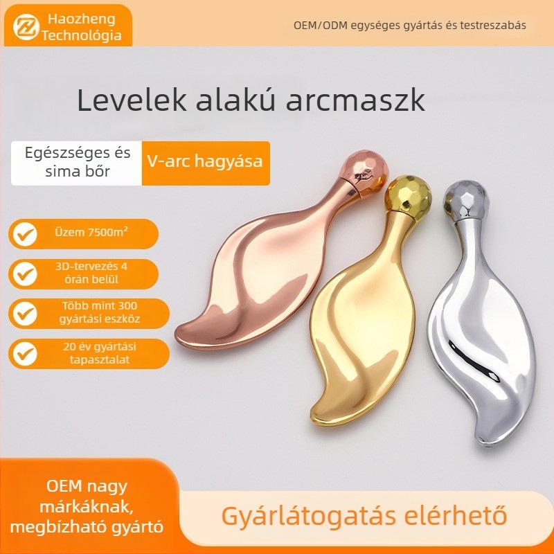 Leveles alakú kozmetikai eszköz egy gömbfejjel és fém görgővel - cinkötvözet, kézi használat