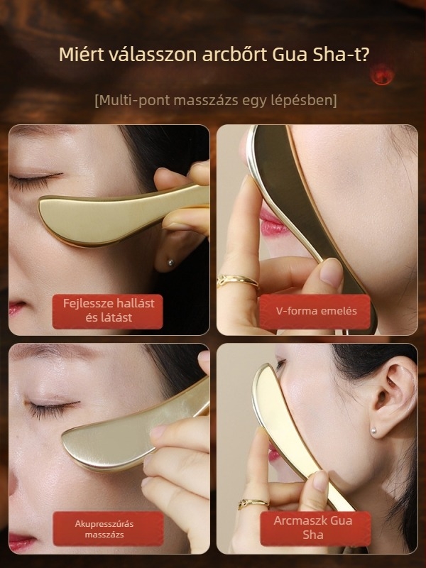 Gua Sha arcmasszázs tábla, szemkörnyék masszázs a sötét karikákért, meridián terápia, 90 g, 25 db/doboz