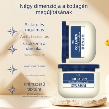 Kollagénes antiwrinkle krém és gélsmaszk – hidratáló, fényesítő és feszesítő hatás minden bőrtípusra; szavatossági idő 60 hónap.