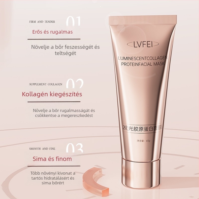 Lvfei Fényes Kollagén Maszk - Krém-gél maszk; Hidratálja és feszesíti a bőrt, Selymes bőrt kölcsönöz; Minden bőrtípus számára; 3 év szavatosság