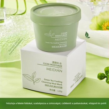 Zöld tea agyagmaszk mélytisztításhoz, zsíros bőr kontrollhoz, pórusösszehúzáshoz és hidratáláshoz, mitesszerek eltávolításával (120 ml)