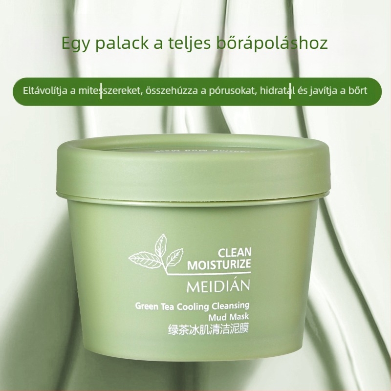Zöld tea agyagmaszk mélytisztításhoz, zsíros bőr kontrollhoz, pórusösszehúzáshoz és hidratáláshoz, mitesszerek eltávolításával (120 ml)