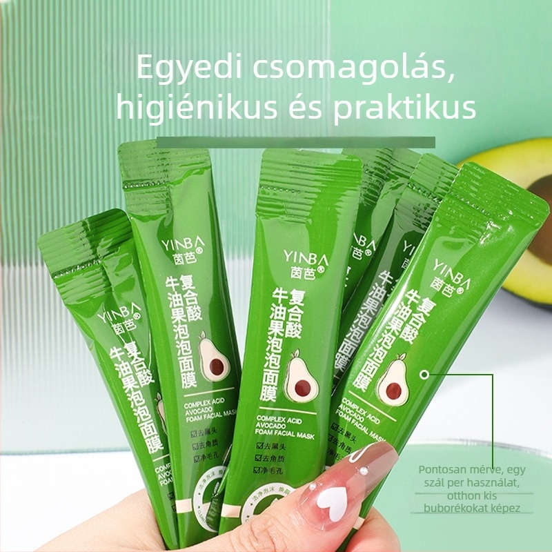 YINBA avokádó buborékos peel-off maszk – fekete mitesszerek eltávolítása és mélytisztítás, minden bőrtípushoz, 60 hónap lejárati idő