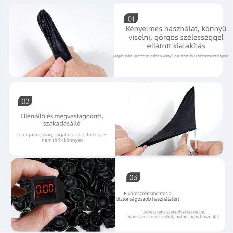 Egyszer használatos ujjvédők manikűrhöz (csúszásmentes, antistaikus, gumiból készült)