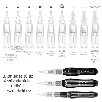 Tetováló tű mikroblading géphez, univerzális kompatibilitás, nettó tömeg 20 g, 100 darab csomagban, licencelhető magáncímke
