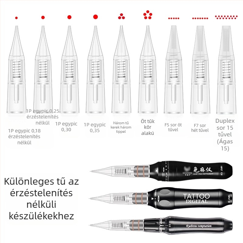 Tetováló tű mikroblading géphez, univerzális kompatibilitás, nettó tömeg 20 g, 100 darab csomagban, licencelhető magáncímke