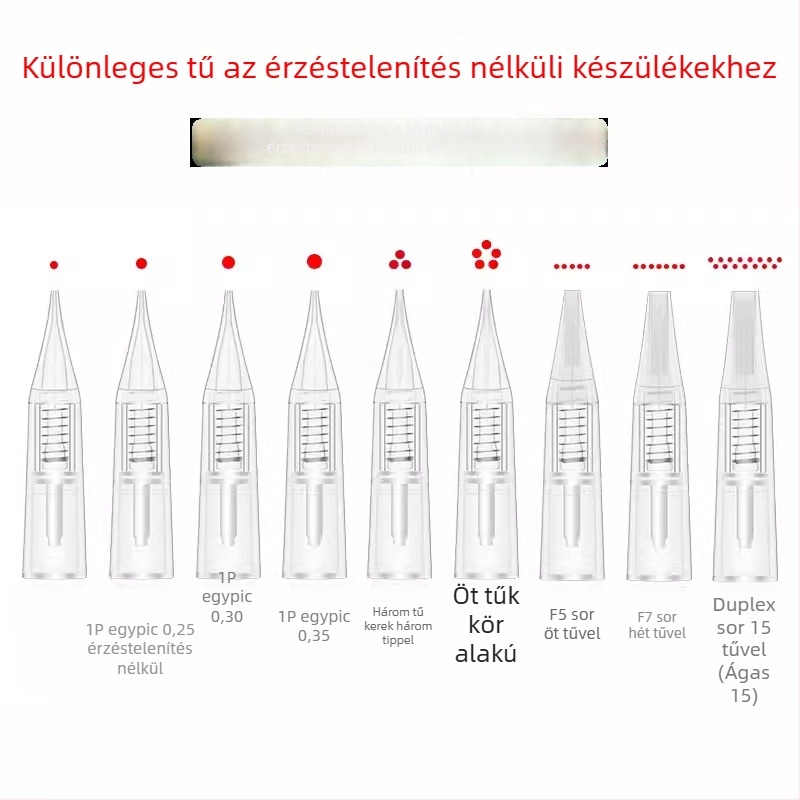 Tetováló tű mikroblading géphez, univerzális kompatibilitás, nettó tömeg 20 g, 100 darab csomagban, licencelhető magáncímke