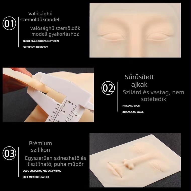 Szemöldök-tetoválás gyakorló bőr, teljes arcú, szilikon imitációs bőrrel a félpermanens képzéshez