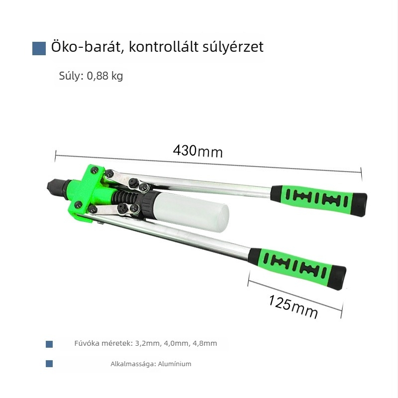 Kézi szegecspisztoly gépipari rögzítésekhez, ipari osztályú titánium ötvözet, fáradtságmegtakarító