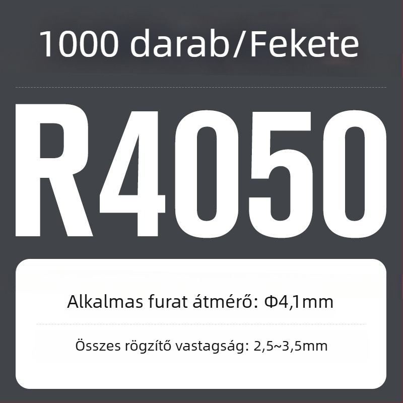 R-típusú nylon dűbe, műanyag bővítő és műanyag csattal; Anyag: Nylon PA-66; Szabvány: Nemzeti Szabvány; Pin típus: Szegecsek