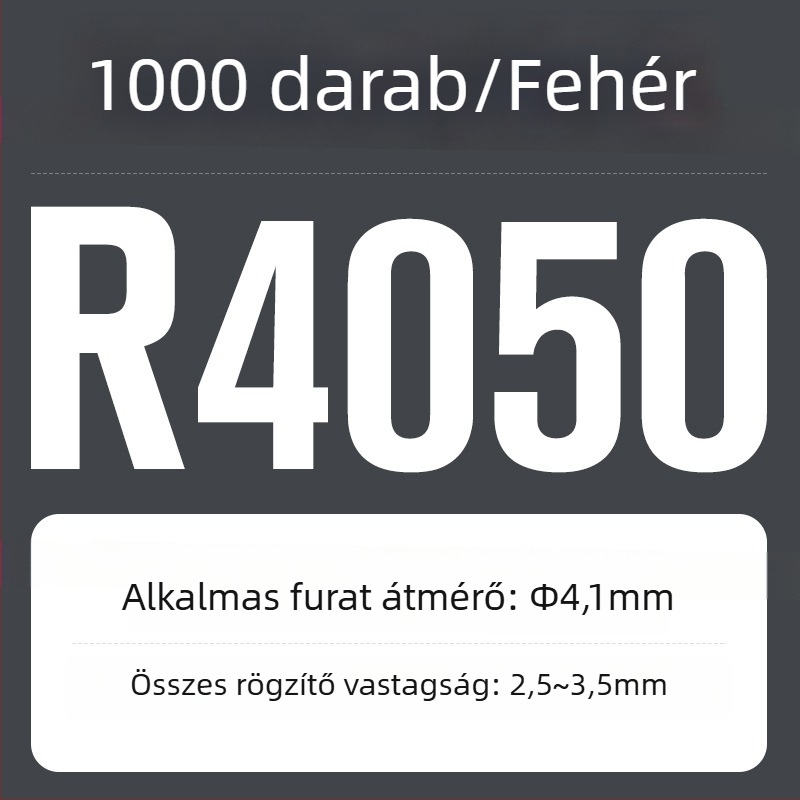 R-típusú nylon dűbe, műanyag bővítő és műanyag csattal; Anyag: Nylon PA-66; Szabvány: Nemzeti Szabvány; Pin típus: Szegecsek